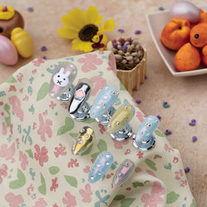 Arte de uñas de Pascua americano europeo, piezas hechas a mano, chicas simples, almendras, conejos, estrellas para aplicación en los dedos, gran oferta, estilo INS - Product Image 3