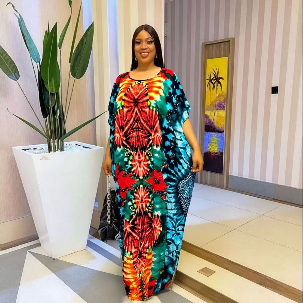 knee length dresses for ladies African Print Sleeveless with Zipper Mix Dresses 多色 / 3XL main image 0