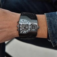 OULM-Montre-bracelet de luxe à quartz pour homme, design de surface unique, avec plusieurs fuseaux horaires, 1220