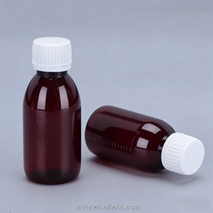 Bottiglia farmaceutica dello sciroppo di tosse delle bottiglie di plastica dell'ambra dell'animale domestico 100ml per liquido con il cappuccio della prova del bambino - Product Image 3