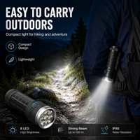 Lampe torche LED tactique en alliage d'aluminium W5185, étanche, rechargeable par USB Type-C, 1600 lumens, modes SOS/clignotant pour