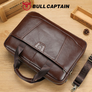 Sac pour ordinateur portable BULLCAPTAIN 15 pouces en cuir de vache véritable, style classique rétro, pour le travail et les affaires, logo personnalisé, haute qualité, portable, OEM, ODM - Product Image 4