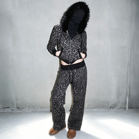 Ensemble 2 pièces pour femme, broderie personnalisée, imperméable, haut à capuche, streetwear Y2K, fermeture éclair rétro, coupe régulière, tenue décontractée