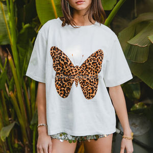 <span class=keywords><strong>T</strong></span>-<span class=keywords><strong>shirt</strong></span> da <span class=keywords><strong>Donna</strong></span> Personalizzabile con Logo, Stampa Grafica Farfalla e Animali, Magliette Casual Bianche Estive, Abbigliamento Taglie Forti - Product Image 1