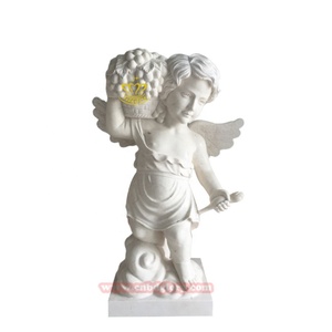 Extérieur Hôtel Villa Jardin Paysage Décoration Marbre <span class=keywords><strong>Petit</strong></span> Ange Garçon Statue Design Pierre Art Sculpture - Product Image 4