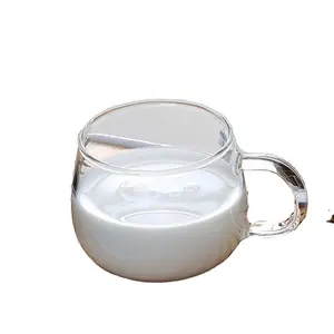 厂家直销高品质定制水杯350毫升透明果汁牛奶水咖啡玻璃杯家用杯带手柄