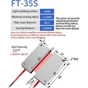 Sensor de Fibra Óptica KGETHBZO FT-35S 12-24V DC, Interruptor Óptico de Matriz de Haz Pasante, Sonda de Matriz de Sensores, Amplificador - Product Image 2