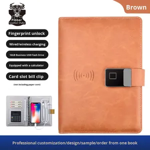 Cross-Border Hot Selling Fingerprint Lock MP4 Video Player <b>Notepad</b> Wireless Charging Notebook High-End Business Set Gift - Product Image 2