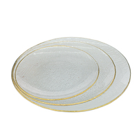 Plateau à aliments en verre de grande taille, assiettes en verre avec ligne dorée assiettes en cristal pour dîner, nouveau Design
