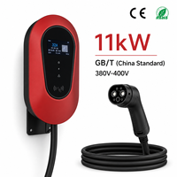 Chargeur mural universel 11 kW triphasé GB/T AC pour véhicules électriques, usage domestique, bureau, recharge publique, 380 V, WiFi, 4G, contrôle à distance