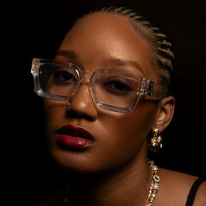 Lunettes <span class=keywords><strong>de</strong></span> lecture carrées surdimensionnées pour hommes et femmes, marque <span class=keywords><strong>de</strong></span> luxe 2024, verres transparents, montures épaisses, anti-lumière bleue - Product Image 3