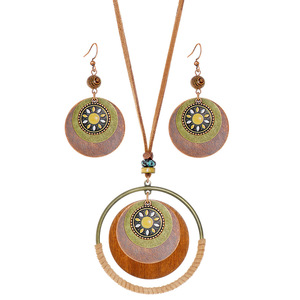 Ensemble collier et boucles d'oreilles en laiton style bohème avec motif floral pour femmes, parures de bijoux pour fêtes - Product Image 5