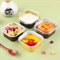 180ml 6oz Mini Square Aluminum Foil Containers PET Foil Lid Recyclable Customized Colors for Bakery Cupcake Tins Dessert Mold