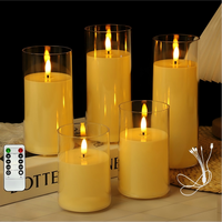 Ensemble de 5 bougies LED sans flamme 3D à télécommande, rechargeables par USB, simulation de bougies, décoration pour mariage, Noël, hôtel