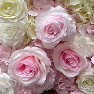 Panel de Pared de Flores Artificiales de Seda para Decoración de Bodas y Eventos, Fondo de Tela Blanco y Rosa de 8 pies x 8 pies - Product Image 2