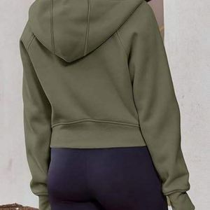 Sweat à capuche zippé épais en molleton pour femme, style streetwear, en coton/élasthanne écologique, idéal pour l'automne et l'hiver - Product Image 2