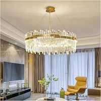 Lustre rectangulaire moderne en cristal doré K9 à LED, luminaire linéaire de luxe en cristal ovale pour salon, chambre à coucher, entrée
