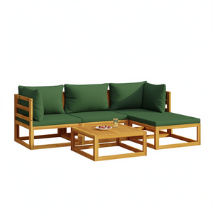 Set Lounge da Giardino Imbottito in Legno Naturale, Arredamento da Esterno a 4 Posti dal Design Contemporaneo - Product Image 1