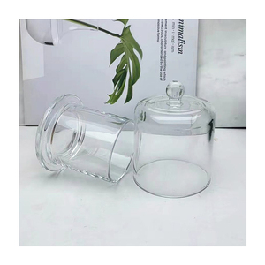 Portacandele in Vetro a Campana, Barattolo per Candele Regalo di Nozze in Vetro Tagliato con Coperchio - Product Image 1