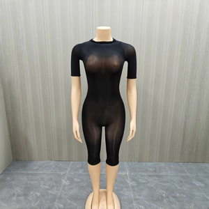FF1499 <span class=keywords><strong>Combinaison</strong></span> moulante sexy ultra-extensible en polyester brillant pour femme, tenue <span class=keywords><strong>de</strong></span> soirée transparente, <span class=keywords><strong>combinaison</strong></span> une pièce, vêtement <span class=keywords><strong>de</strong></span> rue - Product Image 3