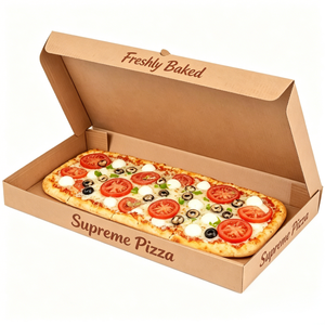 Scatole per <span class=keywords><strong>Pizza</strong></span> in Carta Marrone Sostenibile Personalizzate, Contenitori Extra Lunghi per Sandwich e Parmigiano, Imballaggi da Asporto in Cartone Ondulato all'Ingrosso - Product Image 1