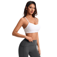 حمالة صدر رياضية نسائية مثيرة بحمالات رفيعة ورقبة على شكل حرف U، توب قصير، مقاومة للصدمات، بتصميم ظهر جذاب، مسامية، للجيم واللياقة البدنية
