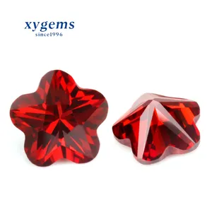 xygems 4x4mm~6x6mm high quality lab created garnet loose gemstone flower stone