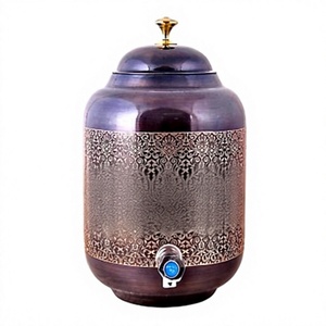 Dispensador de Bebidas de Cobre con Tapa y Grifo, Gran Capacidad, Diseño Oriental de Elefante y Jardín - Product Image 4