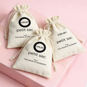 ถุงผ้าฝ้ายแบบมีเชือกผูก ป้องกันฝุ่น ใช้ซ้ำได้ เป็นมิตรกับสิ่งแวดล้อม รีไซเคิลได้ กระเป๋าใบเล็ก สกรีนโลโก้ได้ สำหรับเก็บเครื่องประดับ แว่นตา - Product Image 1