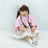 Muñeca de bebé realista de Silicona para niños, juguete de bebé de Silicona de 24 pulgadas con cara Adorable