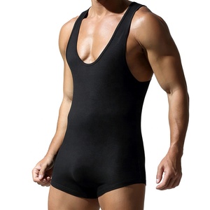 Combinaison athlétique une pièce pour <span class=keywords><strong>homme</strong></span>, style débardeur de lutte, pour la gym et l'entraînement, en Polyester/Coton - Product Image 4
