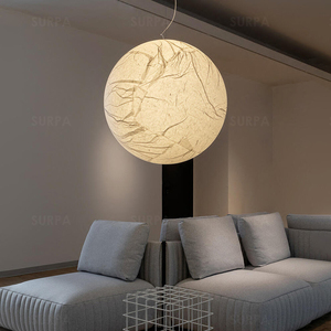 Lampe suspendue Wabi Sabi Moon en <span class=keywords><strong>papier</strong></span>, taille personnalisée d'usine, 2200K à 4000K, pour l'intérieur, salon, maison - Product Image 1