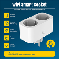 Prise intelligente WiFi Tuya EU 16A double prise avec moniteur d'énergie et commande vocale à distance