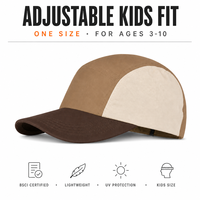 Casquette de baseball 5 panneaux pour enfants, motif blocs de couleurs, pour tout-petits garçons et filles, avec logo personnalisé, réglable, chapeau de soleil d'extérieur, vente en gros OEM