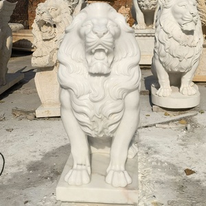 Escultura decorativa de animales para exteriores Escultura De León de mármol <span class=keywords><strong>blanco</strong></span> Estatua de escultura de León tumbado de piedra grande - Product Image 1