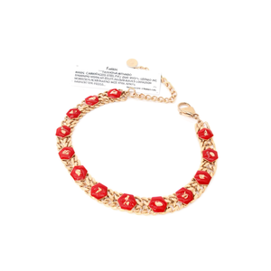 Fashion Chain <b>Bracelet</b> 316L Stainless Steel PVD Gold Plating <b>Red</b> Enamel Links Women Jewelry - Product Image 2