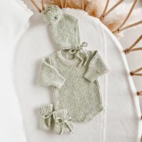 Ensemble barboteuse bébé en tricot bio, coupe ample, tons neutres, doux, à manches longues, pour nouveau-né