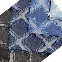 Tissu en denim brut jacquard losanges en coton lavé, tissu à carreaux pour pantalons, jeans, vestes, combinaisons, sacs, chaussures, chapeaux