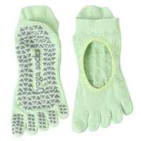 Chaussettes de yoga en coton à cinq doigts avec logo personnalisé, antidérapantes, tricotées à la cheville, vente en gros, chaussettes d'exercice à 5 orteils