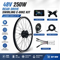 Kit de Conversión de Bicicleta Eléctrica con Motor de Buje Trasero de 48V 250W, Impermeable, con Pantalla LCD8H y Juego de Ruedas con Engranajes para MTB