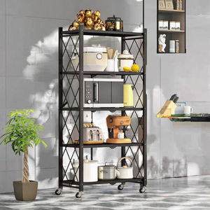 Factory Outlet Multi-Layer Metal Trolley Storage Rack with Locking Wheels for Home Use Stacking Racks <strong>Shelves</strong> - Product Image 6
