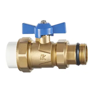 butterfly handle 2 way ptfe dn25 1inch true union ppr male thread water flow control mixing brass ball valve