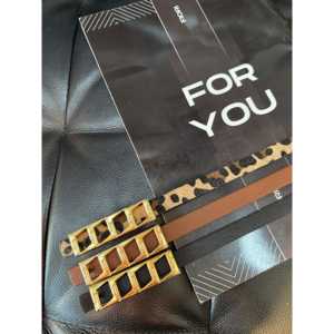 Cinturón Metálico para Usted con Hebilla de Marco Cuadrado, Estilo Casual, Hebilla de Aleación, Cinturones en Color Leopardo, Marrón y Negro - Product Image 1