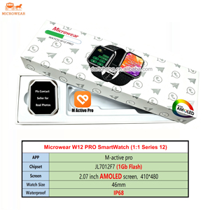 Dernière montre connectée Microwear W12 Pro avec écran AMOLED, réponse aux messages texte WhatsApp, série <span class=keywords><strong>IWO</strong></span> 11 12 S11 S12 W12P W11pro - Product Image 1