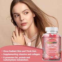 Gummies à la biotine, au collagène et à la kératine pour les cheveux, la peau et les ongles - Complément de vitamine C, saveur fruitée, en bouteille