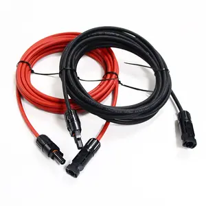 Shenzhen 10 Awg 6 MM2 DC PV Kabel Ekstensi Surya dengan Konektor Surya Laki-laki Perempuan