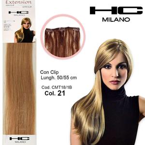 Hc Milano 50cm più leggero luminoso Biondo 21 Biondo Chiarissimo estensione 9,32 3 Clip Remy 14-16cm bretelle lunghe - Product Image 1