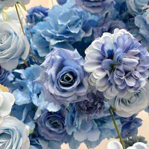 Arco Floreale Luna Blu Personalizzabile, Supporto in Seta Artificiale Colorato con Fiori per Decorazioni Matrimoniali - Product Image 5