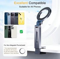 Support de téléphone à clip, rotation à 360 degrés, métal argenté, support de table, pliable, extensible, flexible, anneau magnétique N52, clip réglable