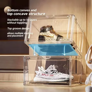 Boîte <span class=keywords><strong>de</strong></span> <span class=keywords><strong>rangement</strong></span> pour chaussures en acrylique transparent Henry Wholesale, empilable, présentoir pour sacs à main, boîte à chaussures pour baskets, étagère à chaussures avec couvercle - Product Image 2